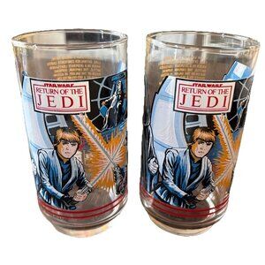 Vintage Star Wars Return Of The Jedi Burger King Coca Cola Glasses  1983 2 Set